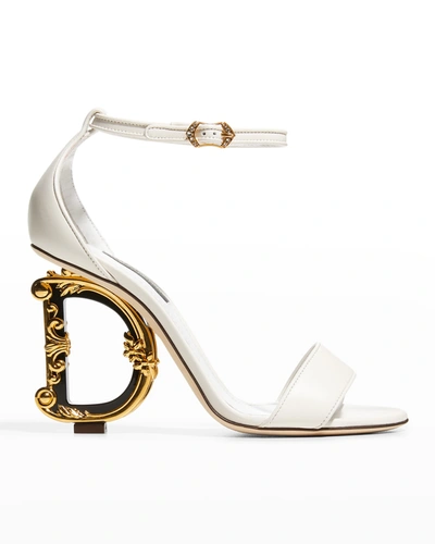 Shop Dolce & Gabbana 105mm Leather Barocco-heel Sandals In White
