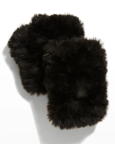 Shop Jocelyn Fingerless Faux Fur Mittens In Black