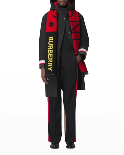 Shop Burberry Men's Kinship Logo Football Scarf In Bright Red
