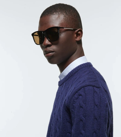 Gucci Square-frame Acetate Sunglasses In Black-ruthenium-brown