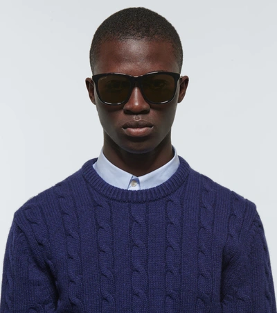 Gucci Square-frame Acetate Sunglasses In Black-ruthenium-brown