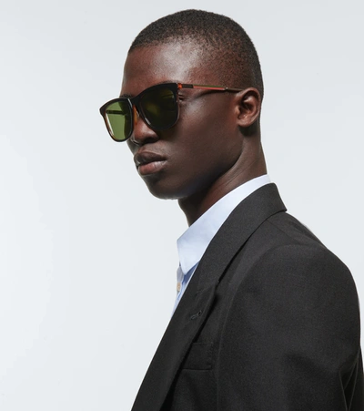 Gucci Square-frame Acetate Sunglasses In Black-gold-green