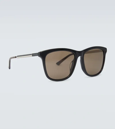 Gucci Square-frame Acetate Sunglasses In Black-ruthenium-brown
