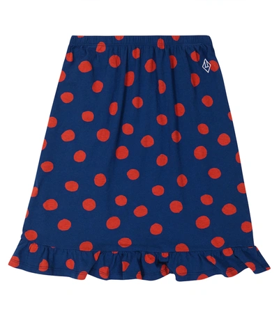 The Animals Observatory Sparrow Polka-dot Cotton Skirt In Navy/red