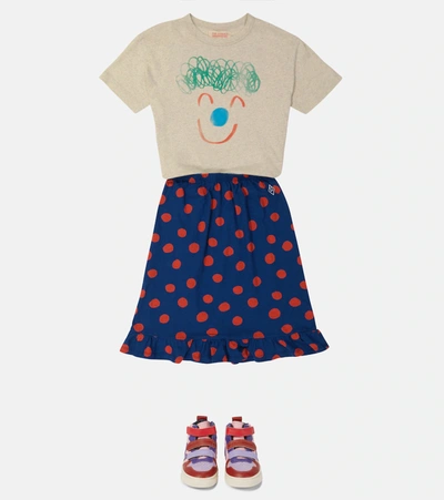 The Animals Observatory Sparrow Polka-dot Cotton Skirt In Navy/red