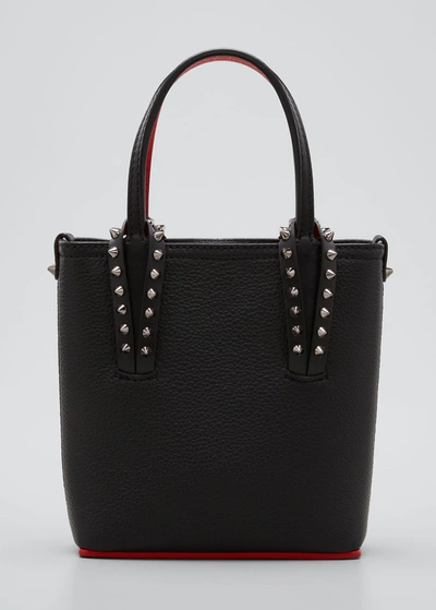Shop Christian Louboutin Cabata N/s Mini Tote In Grained Leather In Black