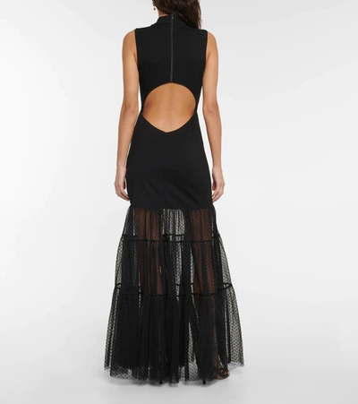 Shop Staud Daffodil Tulle Maxi Dress In Black