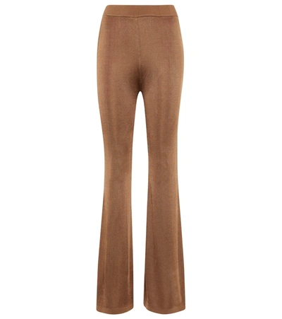 Shop Staud Moonstone High-rise Flared Pants In Tan