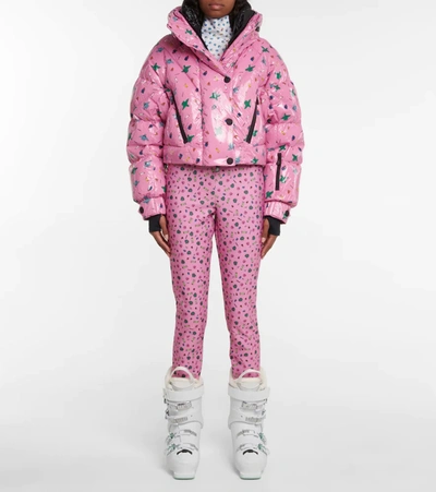 Shop Moncler Genius X Naj-oleari 3 Moncler Grenoble Printed Stirrup Ski Pants In Pink
