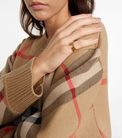 Shop Burberry Gold-plated Brass Logo Ring In Light Gold