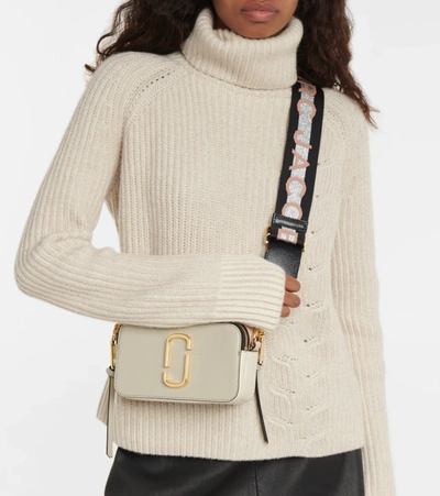 Snapshot Zebra Strap Colour Block Leather Camera Bag In Dove Multi/gold