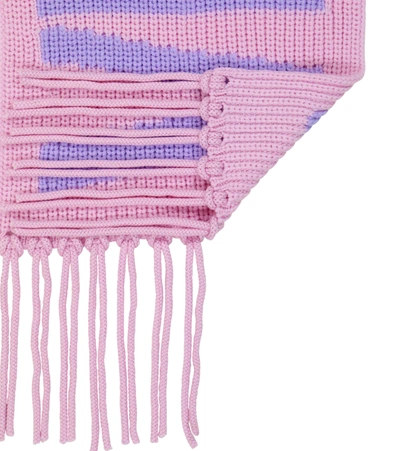 Shop Versace Logo Wool Scarf In Pink