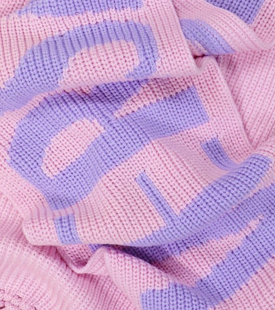 Shop Versace Logo Wool Scarf In Pink