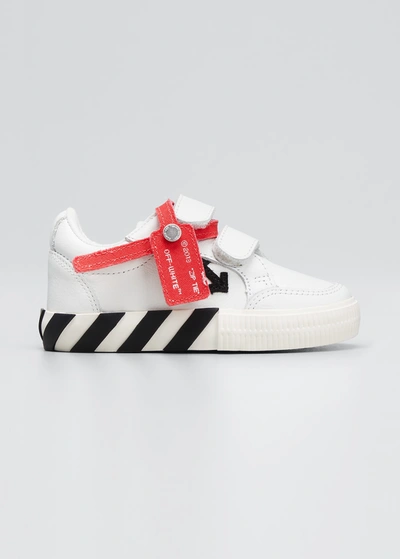 Shop Off-white Girl's Arrow Leather Grip-strap Low-top Sneakers, Toddler/kids In Whiteblack