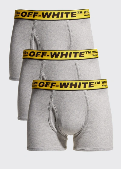 Shop Off-white Men's 3-pack Industrial Boxer Briefs In 0918 Grey Yellow
