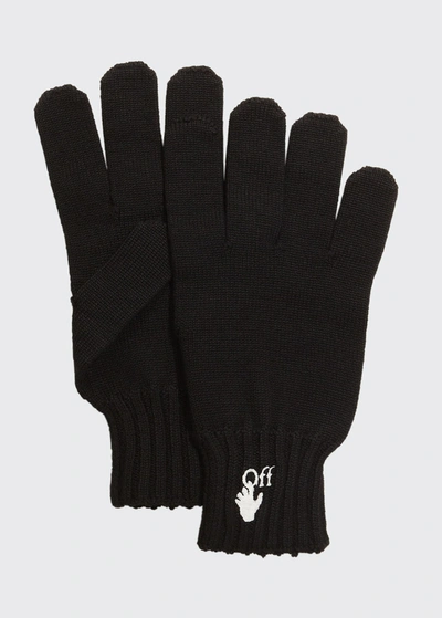 Shop Off-white Men's Off Hand Knit Gloves In 1001 Black White