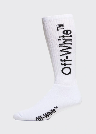 Shop Off-white Men's Arrows Mid-length Socks In 0110 White Black