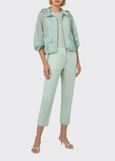 Shop Akris Hooded Silk Techno Organza Jacket In Mint