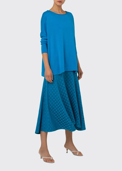 Shop Akris Oversized Boat-neck Cashmere Sweater In Alpsee Blue