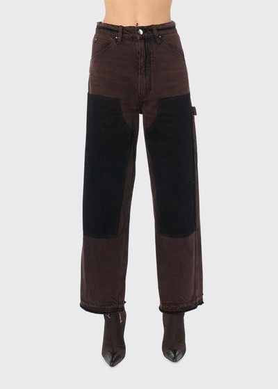 Shop Amiri Carpenter Wide-leg Jeans In Brown