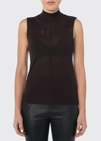 Shop Amiri Distressed Mock-neck Cashmere Shell In Brown