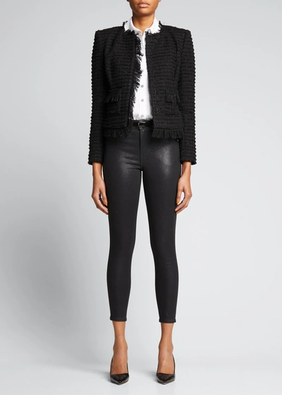 Shop L Agence Angelina Tweed Blazer In Black
