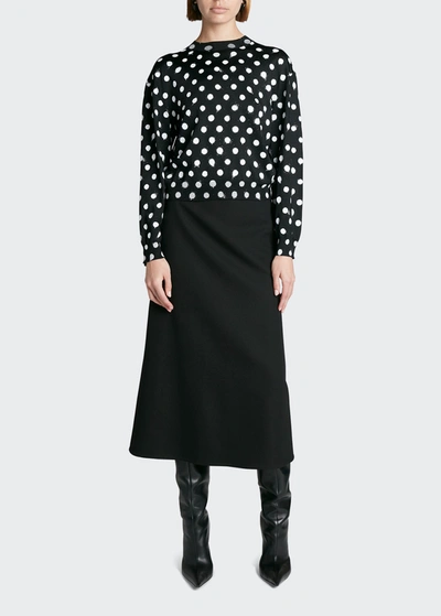 Shop Balenciaga Pushup Wool Barathea Midi Skirt In Noir