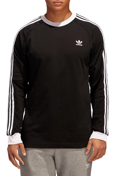 Shop Adidas Originals 3-stripes Long Sleve T-shirt In Black