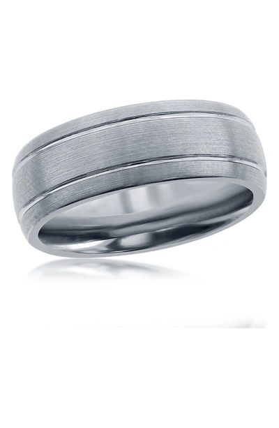 Shop Blackjack Double Stripe Tungsten Ring In Silver
