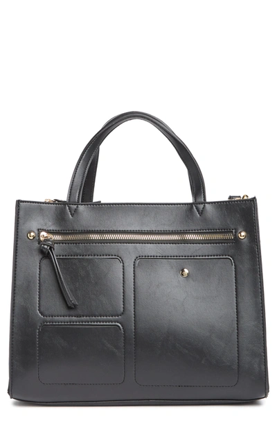 Shop Nanette Lepore Clayton Organizer Convertible Faux Leather Tote Bag In Black