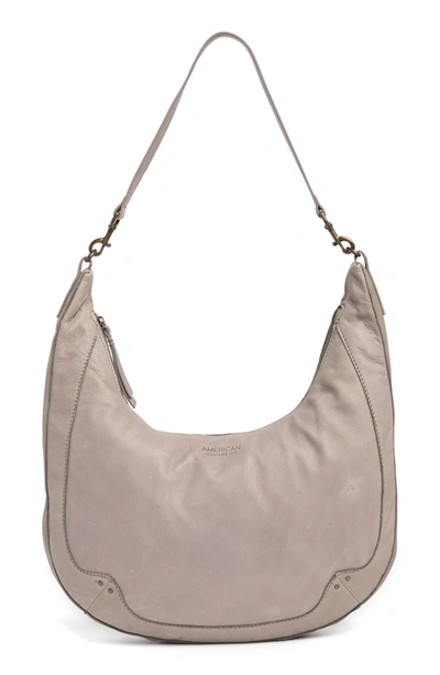 Shop American Leather Co. Davis Leather Hobo Bag In Ash Grey