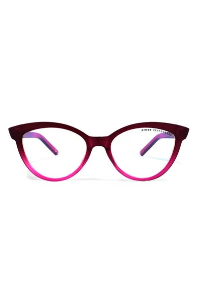 Shop Aimee Kestenberg Madison 55mm Cat Eye Blue Light Blocking Glasses In Oxblood