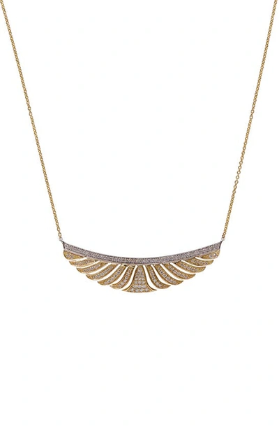 Shop Sethi Couture Diamond Fan Necklace In Yellow