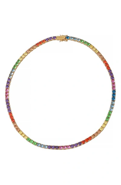 Shop Kurt Geiger Tennis Necklace In Rainbow Multi