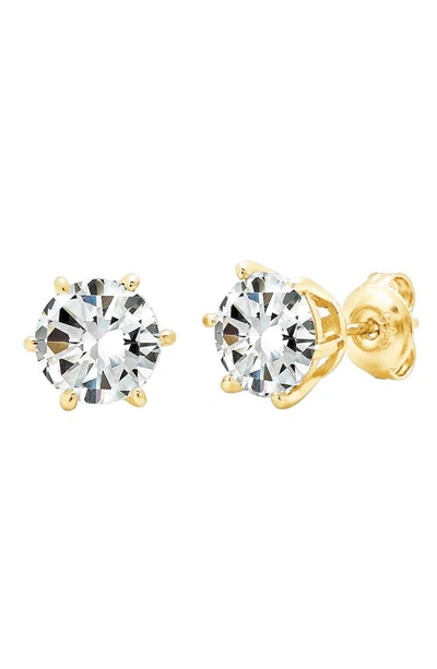 Shop Crislu Cubic Zirconia Stud Earrings In 18kt Yellow Gold