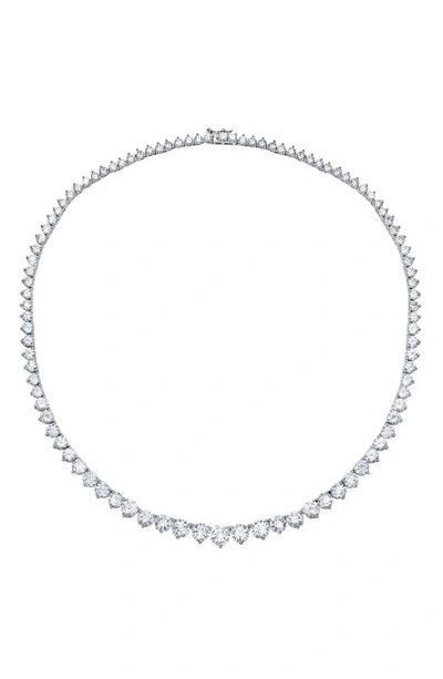 Shop Crislu Graduated Cubic Zirconia Tennis Necklace In Platinum