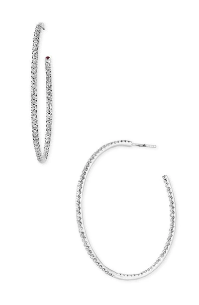 Shop Roberto Coin Extra Large Diamond Hoop Earrings In White Gold