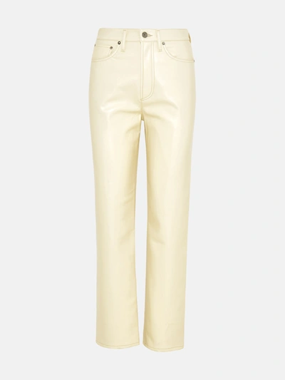 Shop Agolde Black Recycled Leather 90's Pinch Waist Pants In White