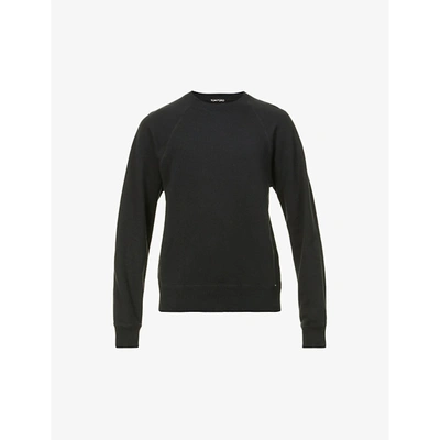 Shop Tom Ford Regular-fit Crewneck Cotton-jersey Sweatshirt In Black