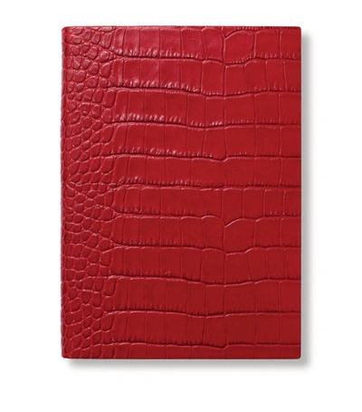 Shop Smythson Leather Mara Soho A5 Notebook In Red