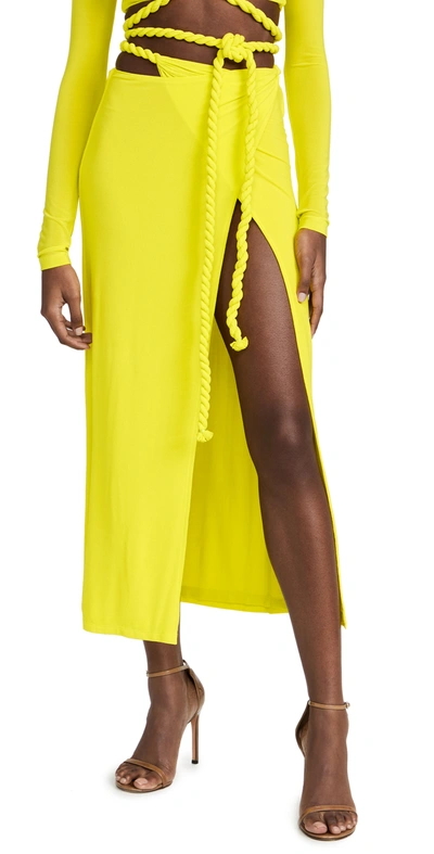 Shop Dion Lee Rope Wrap Skirt In Acid Yellow