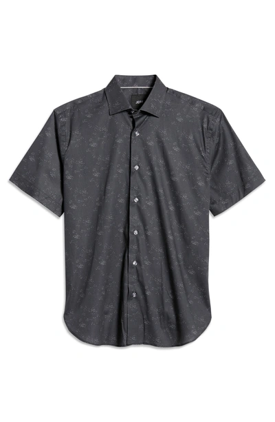Shop Jeff Outerspace Short Sleeve Stretch Button-up Shirt In Black