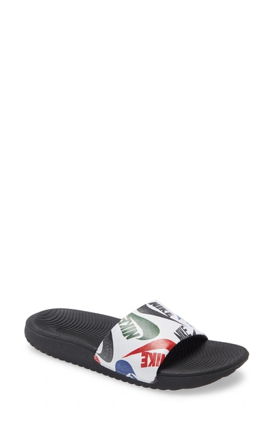 Shop Nike Kawa Just Do It Slide Sandal In 010 Black/white