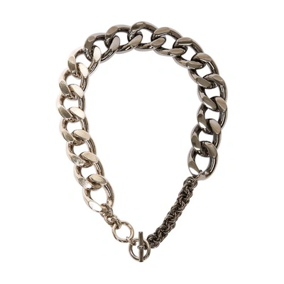 Shop Jw Anderson Oversized Chain Necklace In Silver Tone Gunmetal