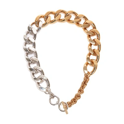 Shop Jw Anderson Oversized Chain Necklace In Gold Silver Tone