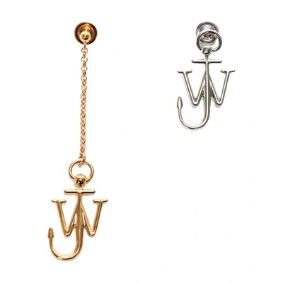 Shop Jw Anderson Asymmetric Anchor Earrings In Gold Silver Tone