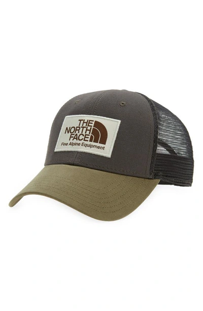 Shop The North Face Mudder Trucker Hat In Grpht Gry Burnt Olive Grn