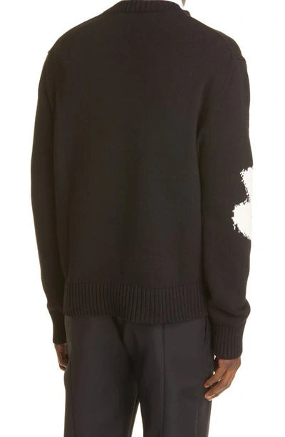 Shop Alexander Mcqueen Graffiti Logo Intarsia Organic Cotton Sweater In Black Ivory