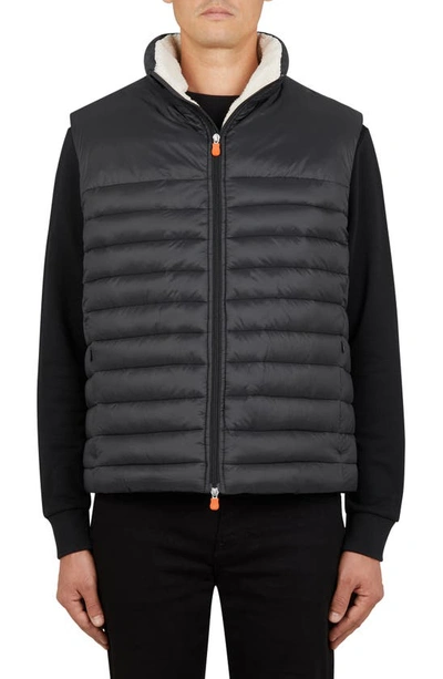 Shop Save The Duck Fleece Lined Puffer Vest In Black