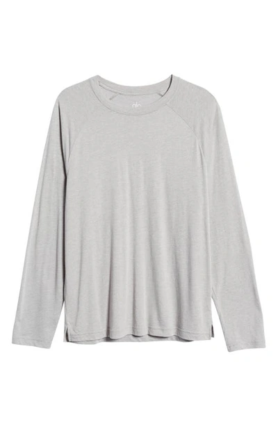 Shop Alo Yoga Triumph Raglan Long Sleeve T-shirt In Athletic Heather Grey